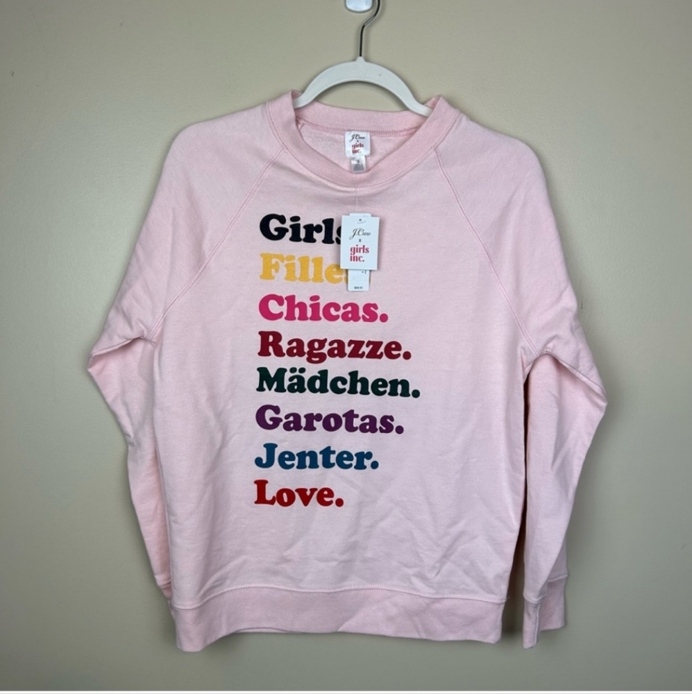 NWT J. Crew x Girls Inc Pink Sweatshirt size XXS, XS, S